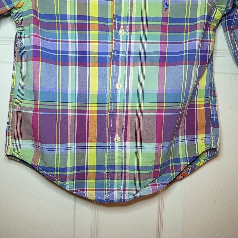 Ralph Lauren Plaid Long Sleeve Button Down Shirt Boys 2T - Picture 3 of 7